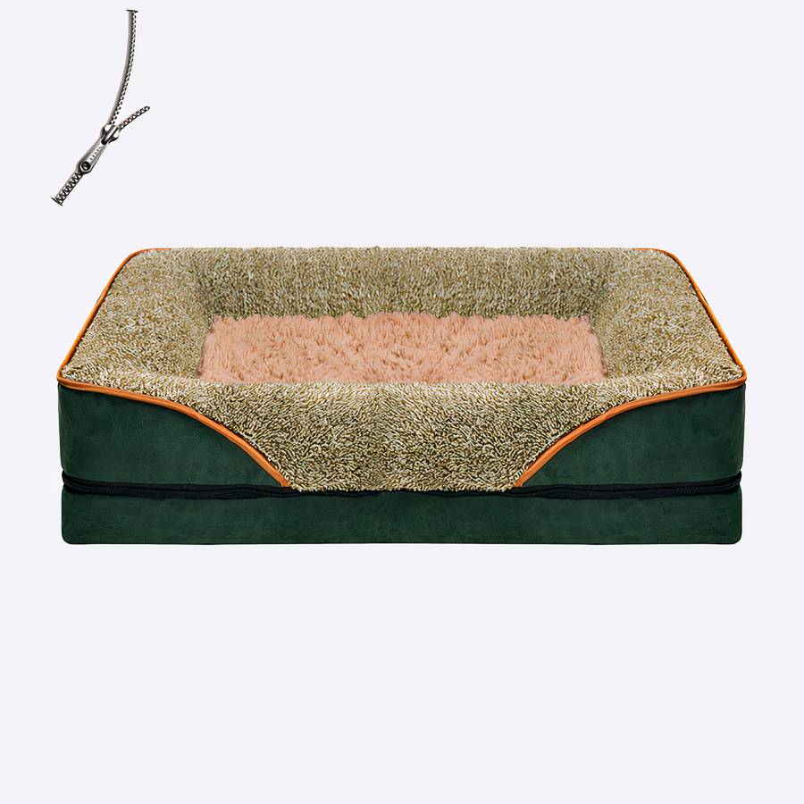 Elegant Green and Beige Dog Sofa Pet Bed Couch