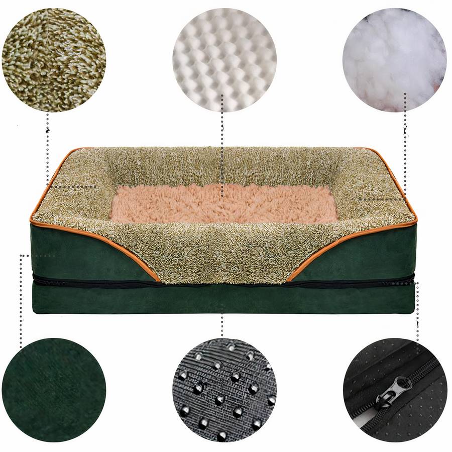 Elegant Green and Beige Dog Sofa Pet Bed Couch