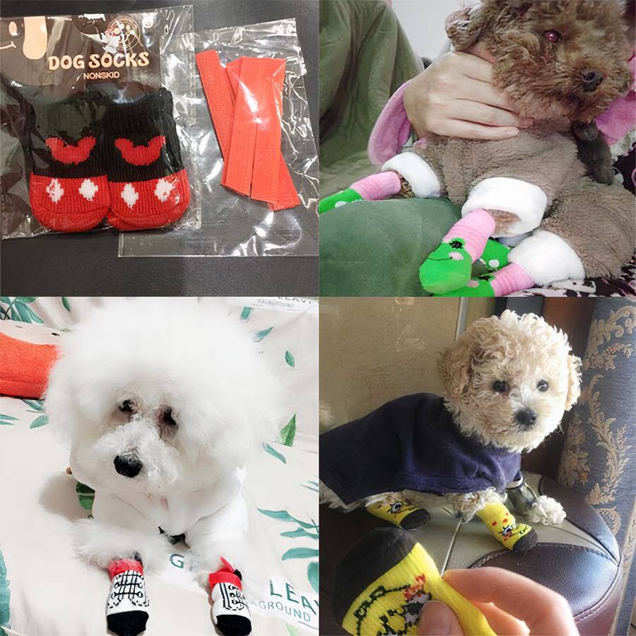 Multicolor Warm Cotton Dog Booties Cozy Pet Slippers for Small to Large Dogs