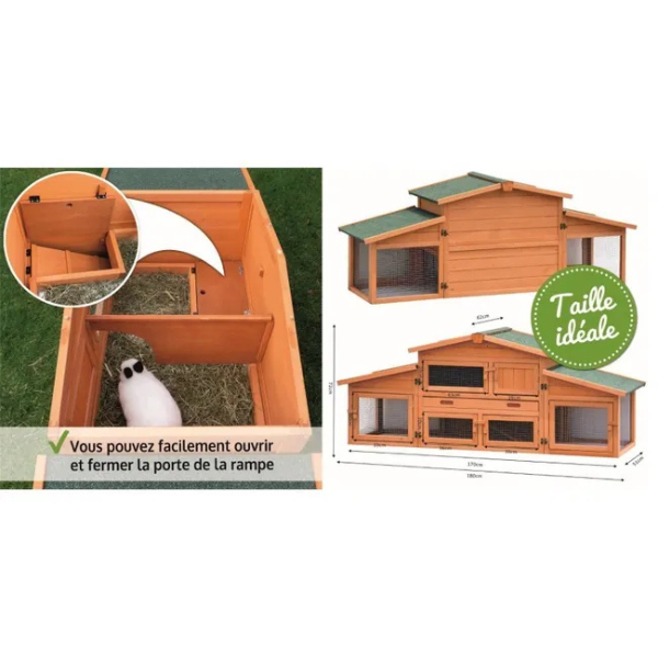 Outdoor Rabbit Hutch Cage 185x51x75cm Large Rabbit Hutch with Run