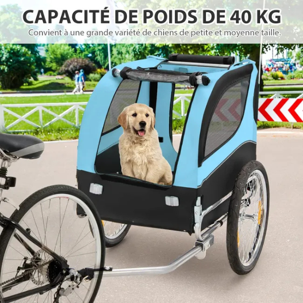 Foldable Dog Bike Trailer Pet Stroller Oxford Canvas 8 Reflectors Max Load 88 lbs US Flag