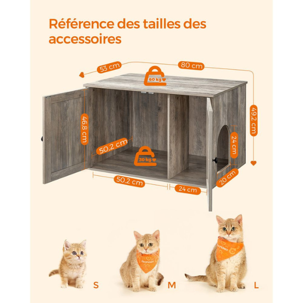Cat Toilet Furniture - Cat Litter Box with Removable Divider - Modern Cat Litter Cabinet