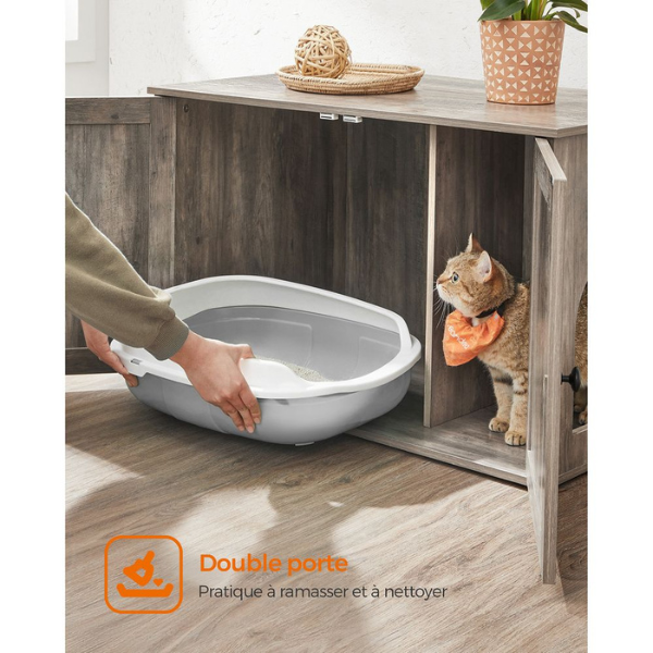 Cat Toilet Furniture - Cat Litter Box with Removable Divider - Modern Cat Litter Cabinet