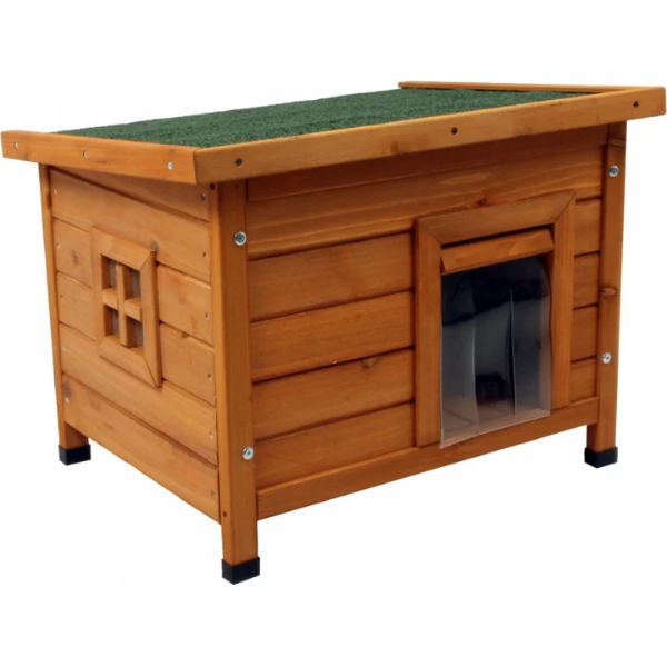 Wooden Cat House Natural Cat Shelter Cozy Pet Home for Cats