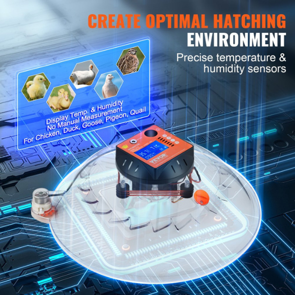 Automatic Egg Incubator with Turnover Function 48 Eggs Temperature and Humidity Control