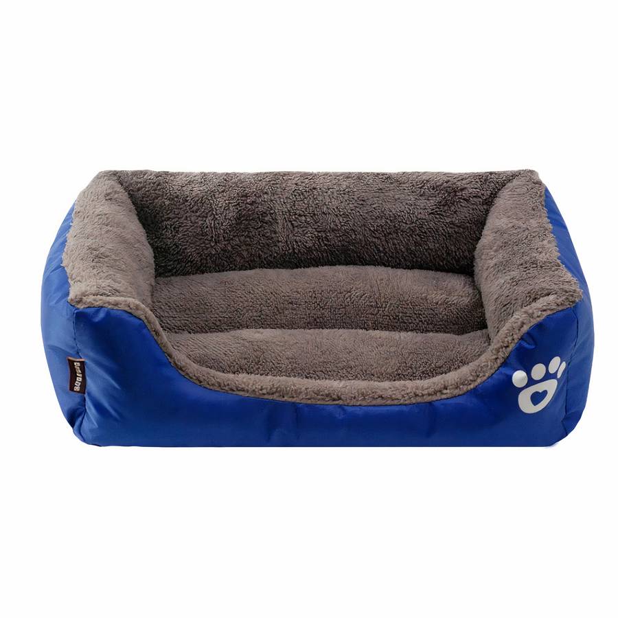 XXL Cotton Dog Bed Rectangular Basket with Paw Print Design