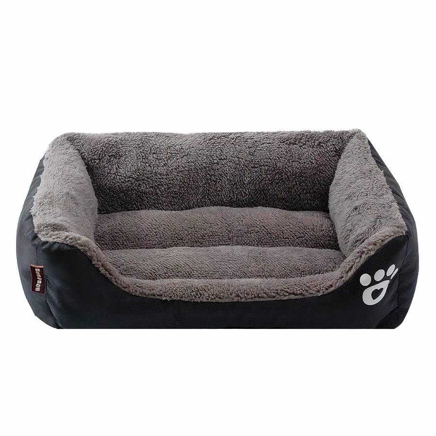 XXL Cotton Dog Bed Rectangular Basket with Paw Print Design