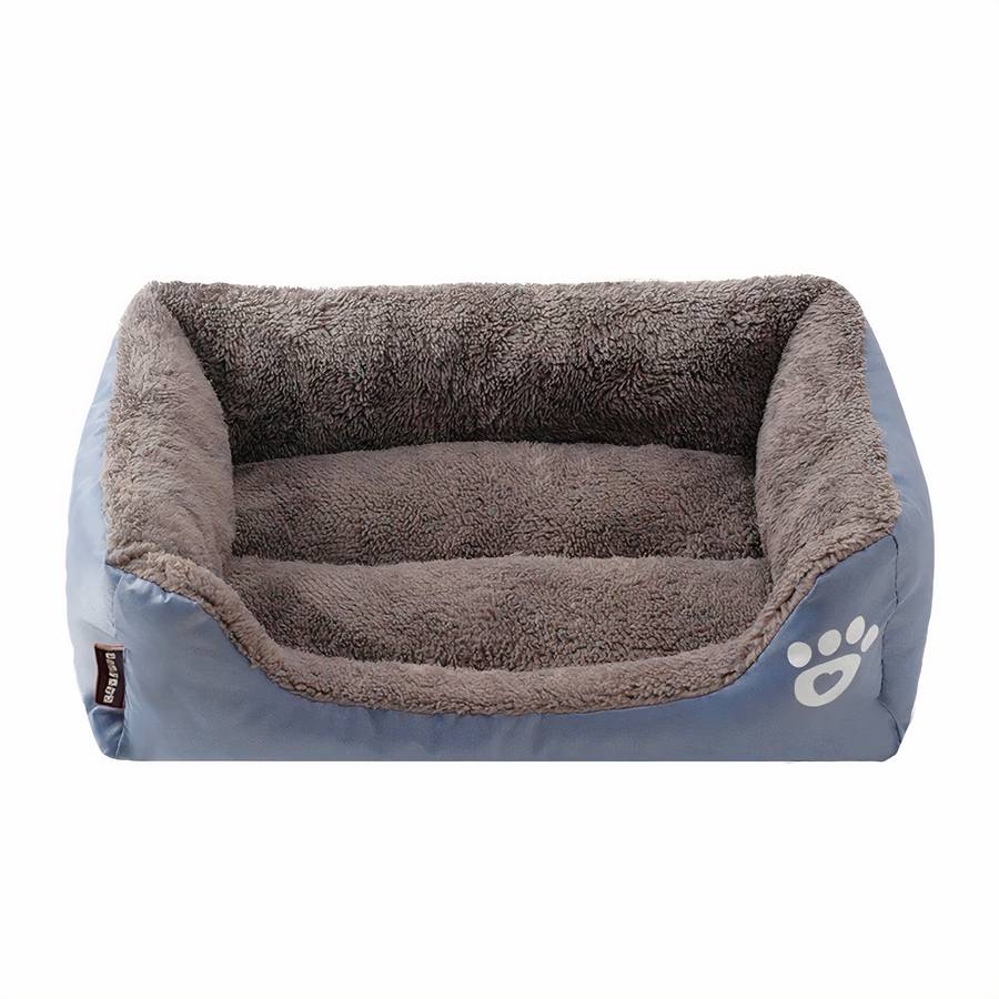 XXL Cotton Dog Bed Rectangular Basket with Paw Print Design