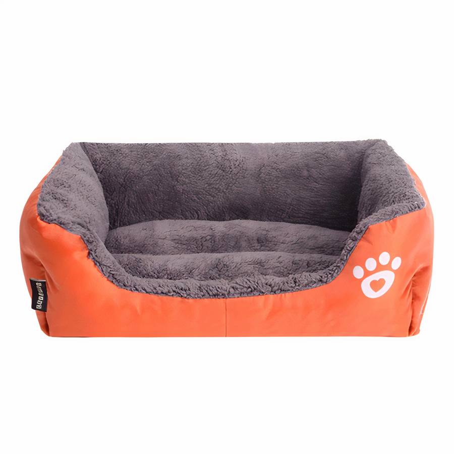XXL Cotton Dog Bed Rectangular Basket with Paw Print Design