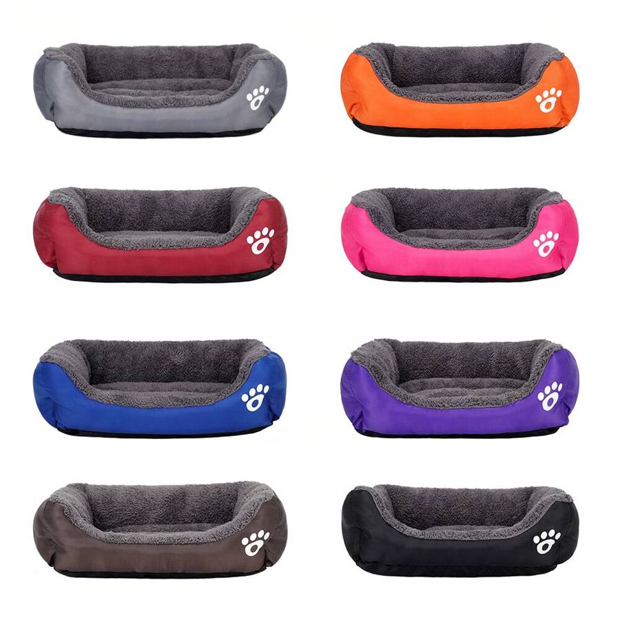 XXL Cotton Dog Bed Rectangular Basket with Paw Print Design