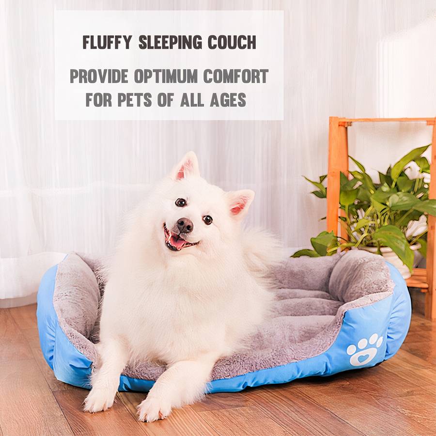XXL Cotton Dog Bed Rectangular Basket with Paw Print Design
