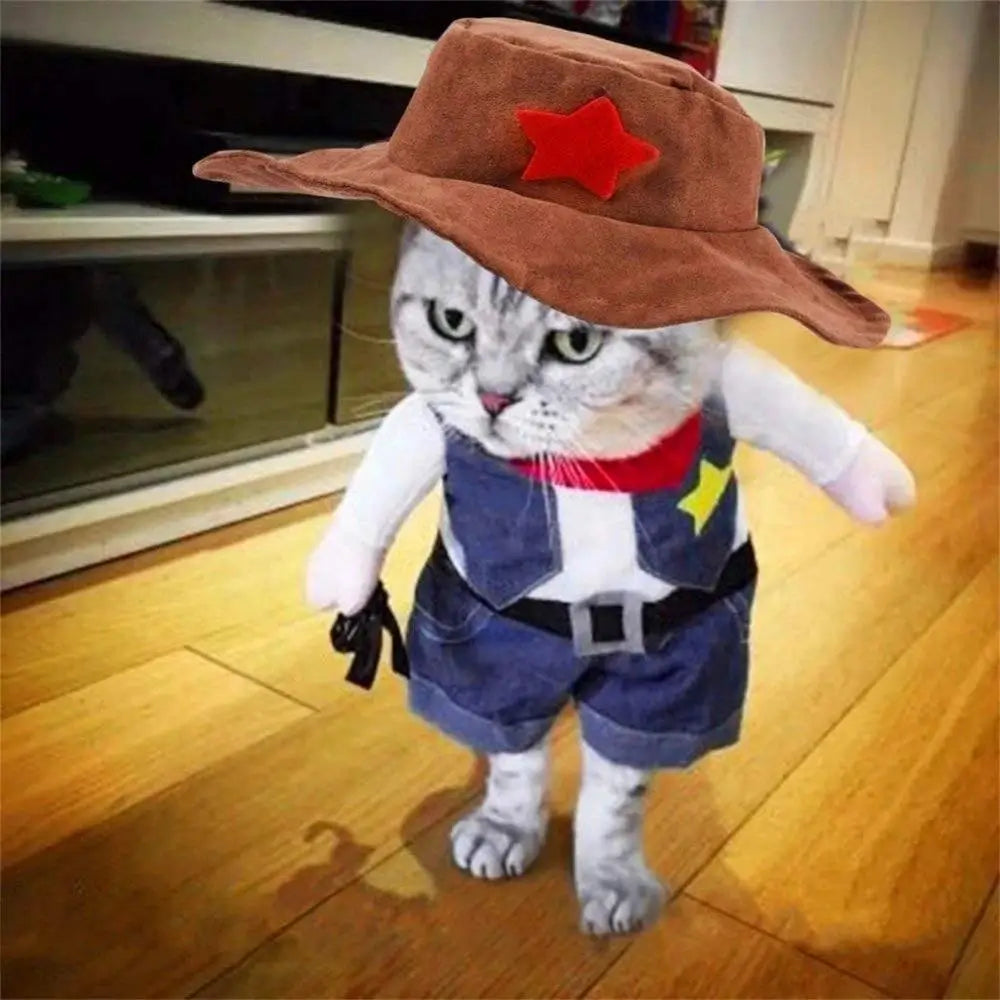 Cat Cowboy Costume Pet Outfit Western Dress Up