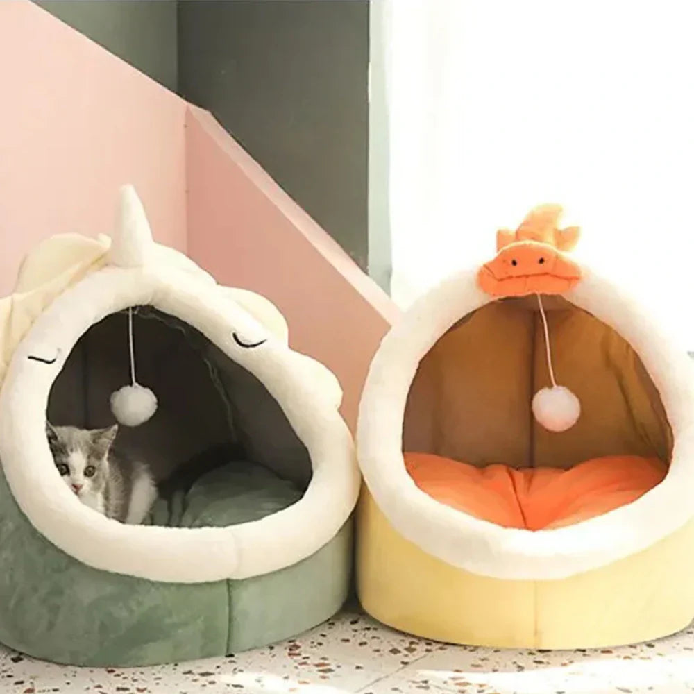 Soft Cat Bed Cozy Pet Basket for Cats Plush Kitty Lounger