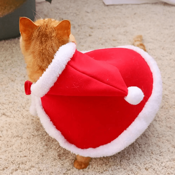 Santa Claus Cape Cat Costume Pet Christmas Outfit