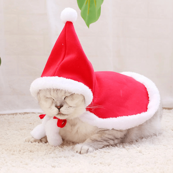 Santa Claus Cape Cat Costume Pet Christmas Outfit