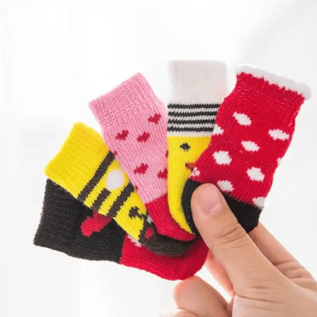 Dog Socks Non Slip Gray Tiger Print Pet Socks for Small Medium Large Dogs