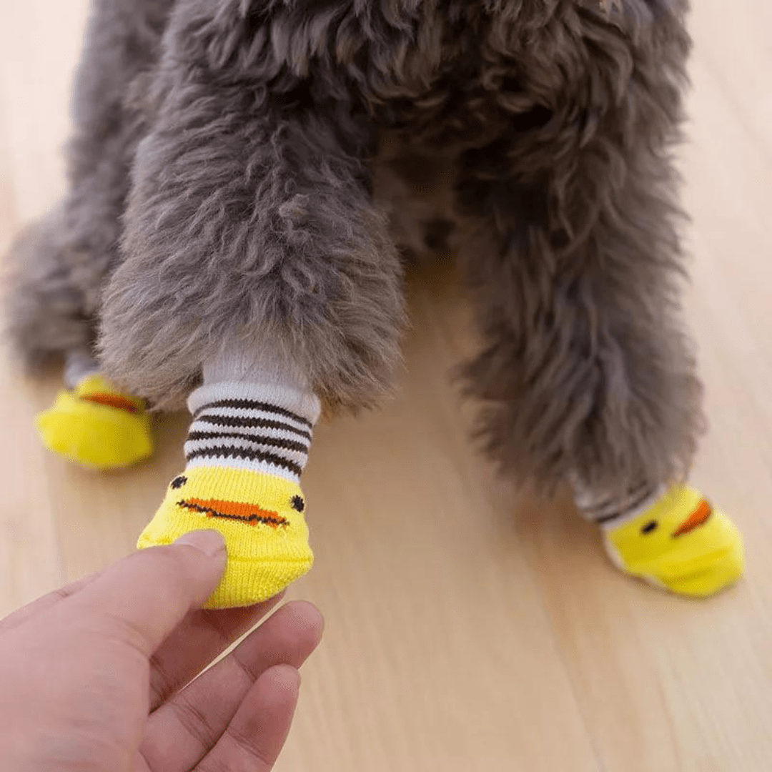 Dog Socks Yellow Striped Non Slip Pet Socks for Dogs