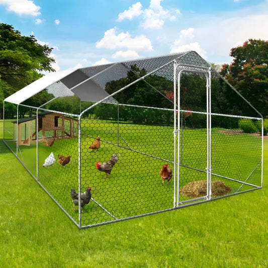 Galvanized Steel Chicken Coop Run Enclosure 65 to 194 Sq Ft Wire Mesh Pen