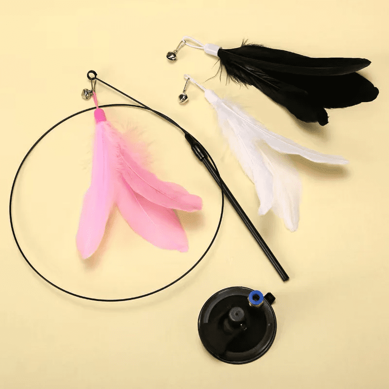 Cat Fishing Rod with Suction Cup Toy for Cats Interactive Play