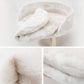 Round White Dog Couch with Wooden Legs Pet Sofa Bed