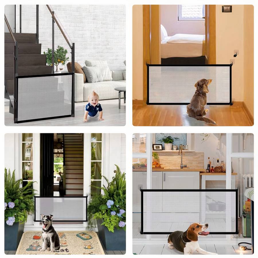 Dog Mesh Barrier Gate Pet Safety Gate for Dogs