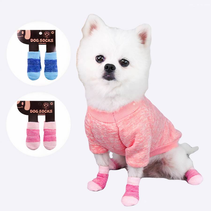 Multicolor Warm Cotton Dog Booties Cozy Pet Slippers for Small to Large Dogs