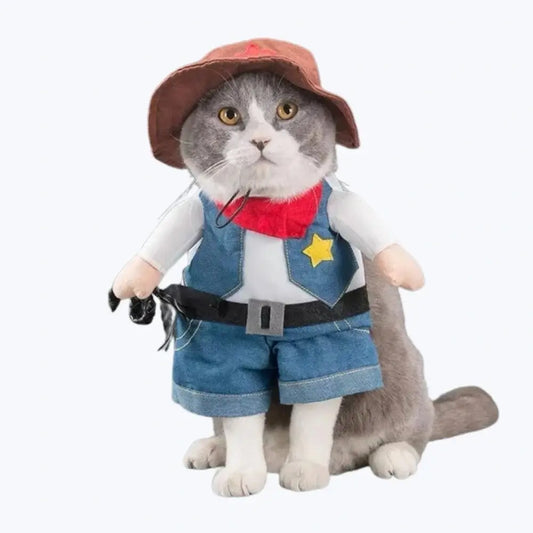 Cat Cowboy Costume Pet Outfit Western Dress Up