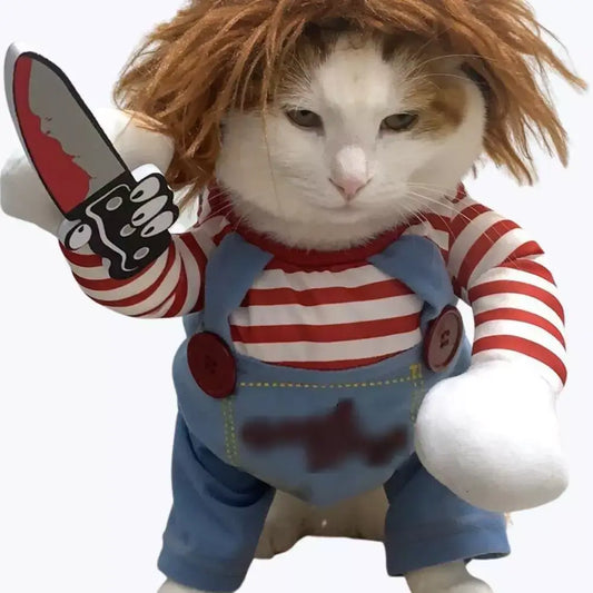 Chucky Cat Halloween Costume for Kids and Adults Creepy Cat Costume