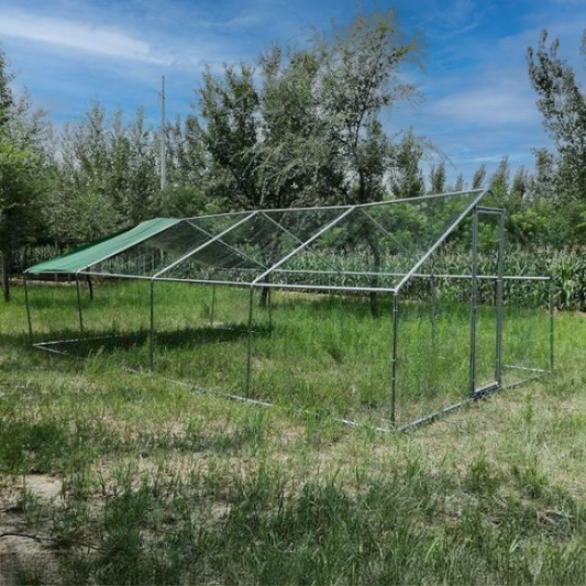 Chicken Coop Run - 344 Sq Ft 8x4x2.8 ft Round Wire Mesh 1.5 inch Galvanized Steel Enclosure