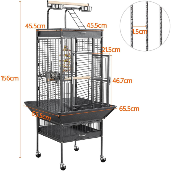 Bird Cage Aviary Enclosure 18in W x 14in D x 39in H