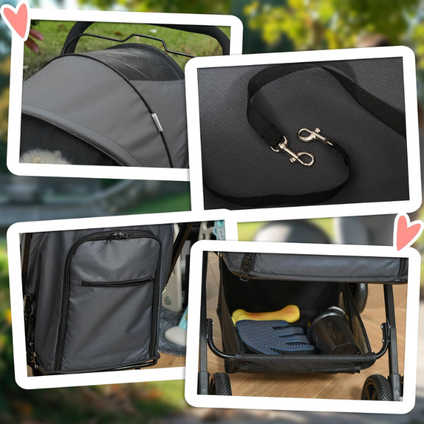 Pet Stroller for Dogs with 4 Swivel Wheels