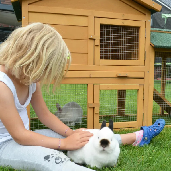 Rabbit Hutch Cage Enclosure 57x21x34 Inches - Small Animal Villa Habitat
