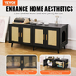 Wooden Litter Box Cabinet for 2 Cats Black Rattan Decorative Storage Furniture