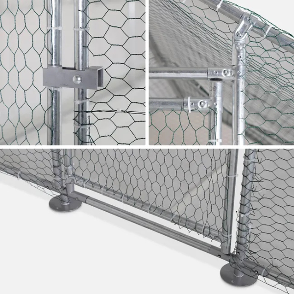 12 ft x 10 ft Galvanized Steel Chicken Coop Run 130 sq ft Wire Mesh Enclosure