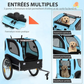 Foldable Dog Bike Trailer Pet Stroller Oxford Canvas 8 Reflectors Max Load 88 lbs US Flag