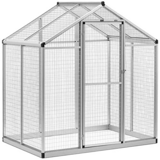 XXL Aluminum Aviary Cage 48 x 70 x 77 Inches with Large Door 63 x 24 Inches for Birds and Pets