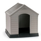 Beige and Brown Plastic Dog House 39 x 37 x 39 Inches Durable Outdoor Kennel
