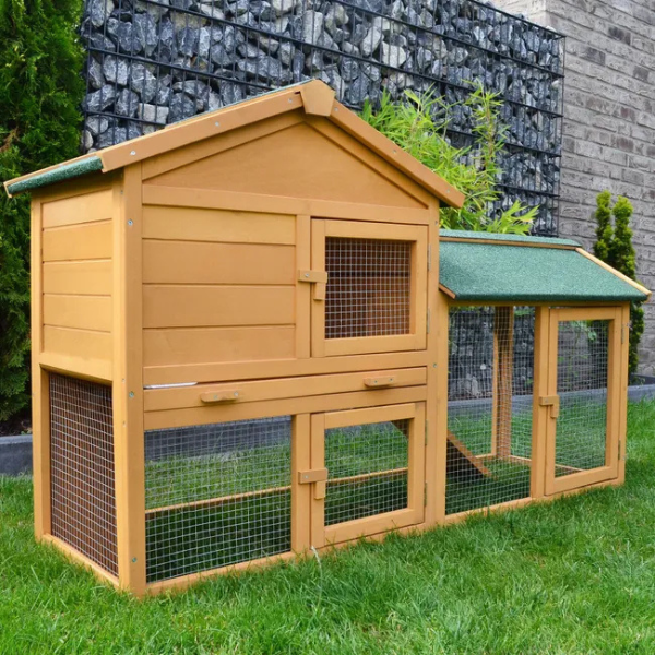 Rabbit Hutch Cage Enclosure 57x21x34 Inches - Small Animal Villa Habitat