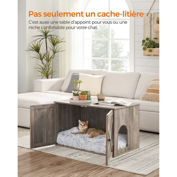 Cat Toilet Furniture - Cat Litter Box with Removable Divider - Modern Cat Litter Cabinet