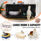 Wooden Litter Box Cabinet for 2 Cats Black Rattan Decorative Storage Furniture