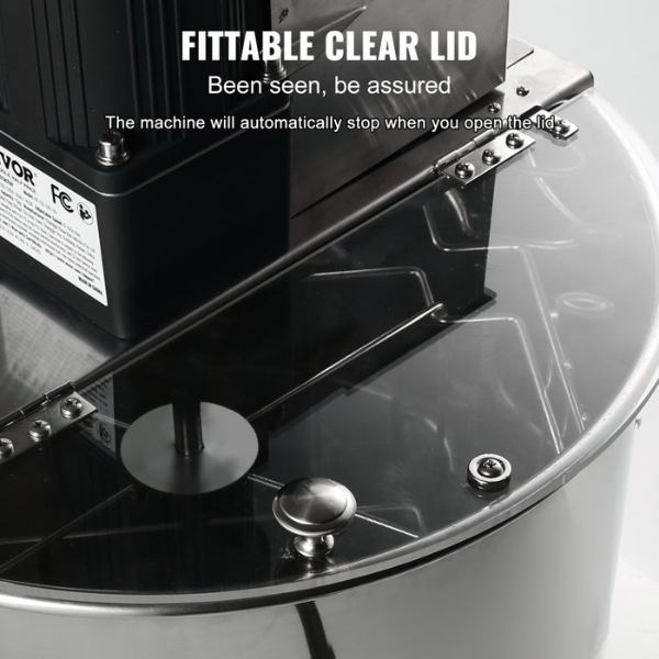 Electric Stainless Steel Honey Extractor 4/8 Frame Honey Spinner with Lid 140W Adjustable Height Beekeeping Equipment