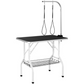 Foldable Dog Grooming Table Adjustable Arm 2 Straps Storage Basket Large Non Slip Surface Holds up to 220 lbs