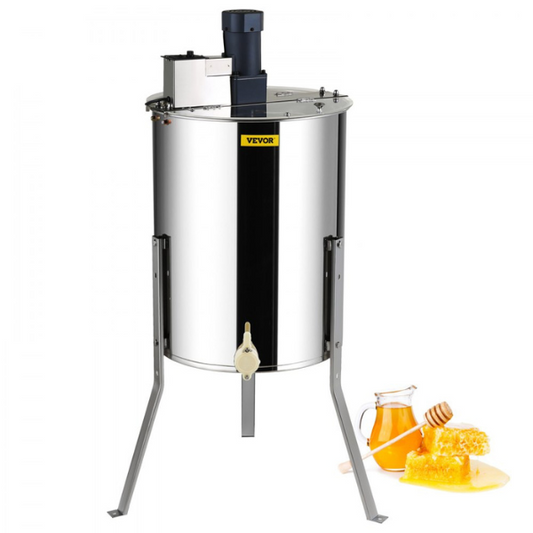Electric Stainless Steel Honey Extractor 4/8 Frame Honey Spinner with Lid 140W Adjustable Height Beekeeping Equipment