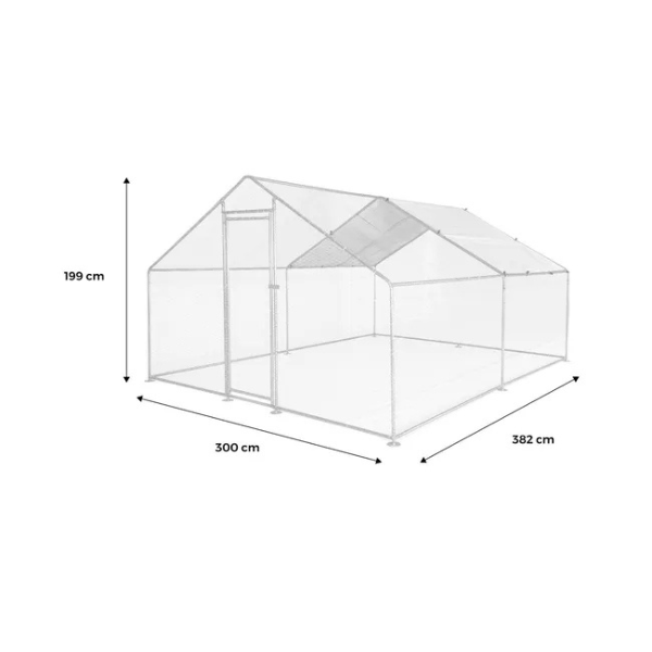 12 ft x 10 ft Galvanized Steel Chicken Coop Run 130 sq ft Wire Mesh Enclosure
