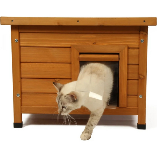 Wooden Cat House Natural Cat Shelter Cozy Pet Home for Cats