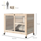 2-Tier Rabbit Hutch on Wheels with Hut and Pull-Out Waste Tray