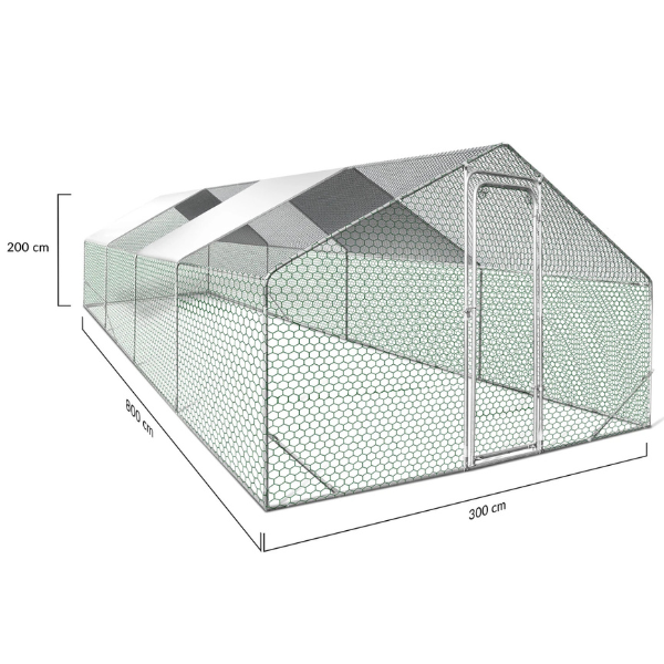 Chicken Coop Run 260 Sq Ft - Galvanized Steel Outdoor Chicken Enclosure