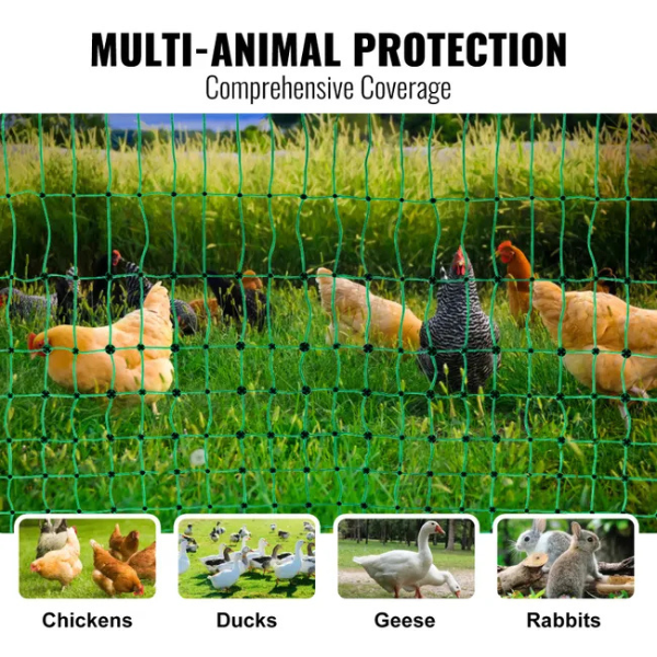 Electric Fence Netting Kit 4ft x 168ft - PE Mesh Fence with Posts and Double-Pointed Stakes - Portable Utility Poultry Chicken Fence