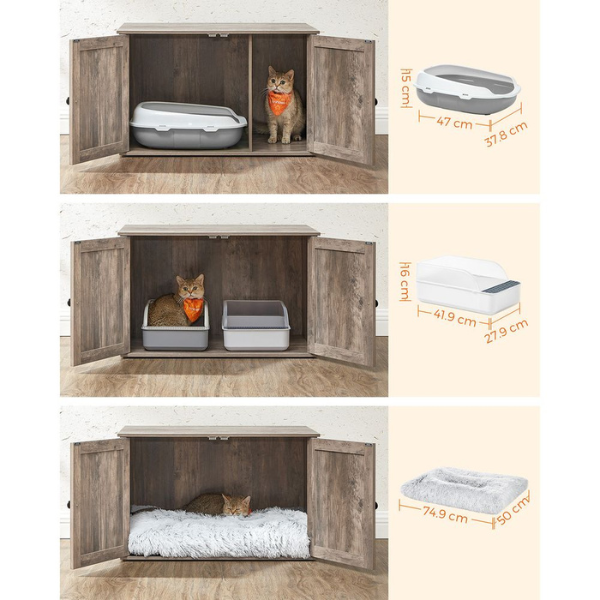 Cat Toilet Furniture - Cat Litter Box with Removable Divider - Modern Cat Litter Cabinet