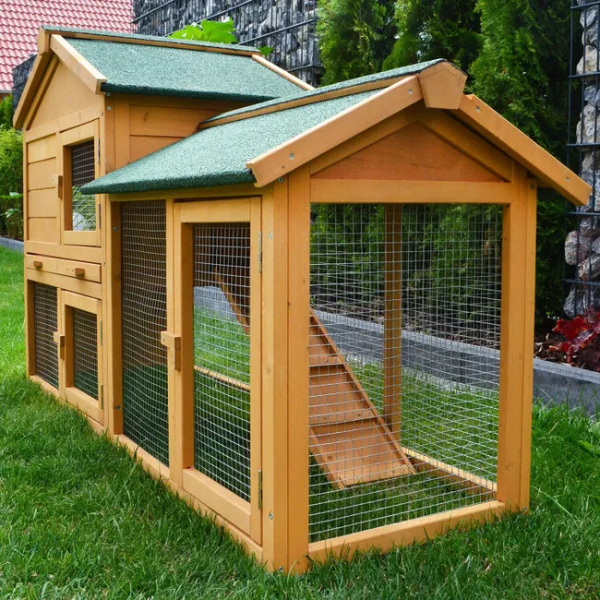 Rabbit Hutch Cage Enclosure 57x21x34 Inches - Small Animal Villa Habitat